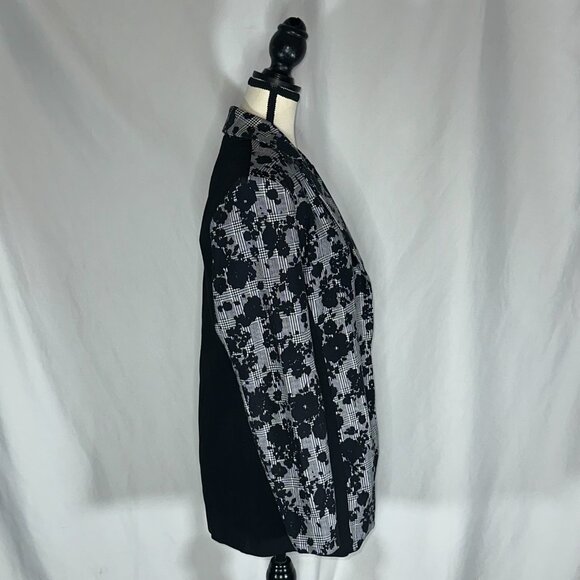 Slim Factor by Investments - Black and White Floral Lace Blazer Size M - Picture 4 of 11